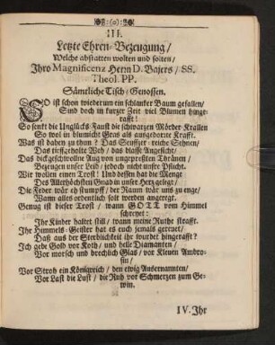 III. letzte Ehren-Bezeugung, ...