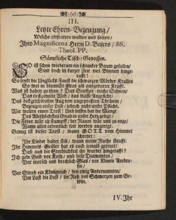 III. letzte Ehren-Bezeugung, ...