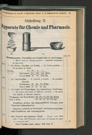 Abtheilung II. Apparate für Chemie und Pharmacie.