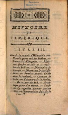 Histoire de l'Amérique, 2. (1778). - 510 S.