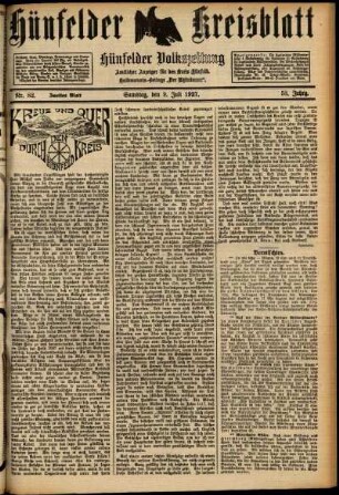 Zweite Ausgabe vom Samstag, den 09. Juli 1927.