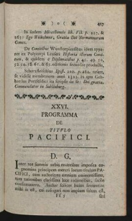 XXVI. Programma De Titulo Pacifici