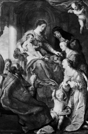 Madonna mit Kind umgeben von der heiligen Elisabeth, Dorothea, Katharina von Siena und dem heiligen Augustin