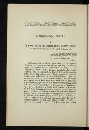 I. Geschichtlicher Rückblick.