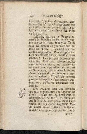 §. 12. Des douanes & du tarif.