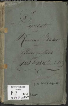 Kirchenbuchduplikat der Katholischen Gemeinde Milte (GHT 1815-1816, 1817-1874) (doppelt). (Gemeinde: Mettingen, Katholischen Gemeinde)