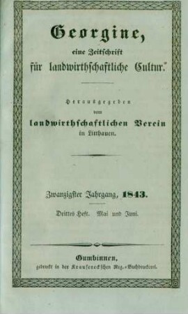 Zwanzigster Jahrgang, 1843. Drittes Heft. Mai und Juni.