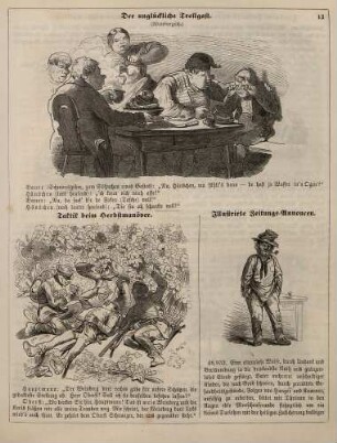 "Der unglückliche Trollgast" "Taktik beim Herbstmanöver" "Illustrirte Zeitungs-Annoncen"