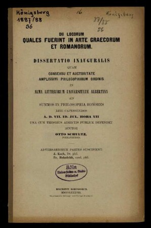 Dii locorum quales fuerint in arte Graecorum et Romanorum