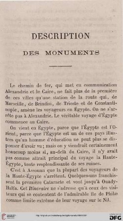 Description des Monuments