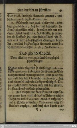 Das zehende Capitel. Von allerley continuirten Hieroglyphischen Dingen