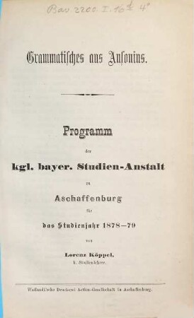 Grammatisches aus Ausonius
