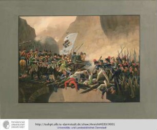 Gefecht auf der Teufelsbrücke am Gotthardsberg im Canton Ury [Uri] v.[Johann Heinrich] Bleuler in Feuerthalen Canton Zürich. o.J. [1802]