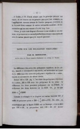 Note sur les polygones réguliers.