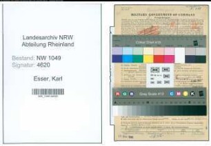 Entnazifizierung Karl Esser , geb. 07.12.1907 (Ingenieur)