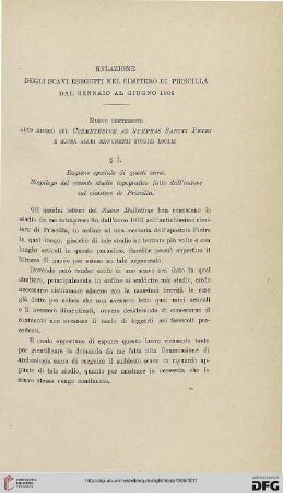 12: Relazione degli scavi eseguiti nel cimitero di Priscilla dal gennaio als giugno 1906