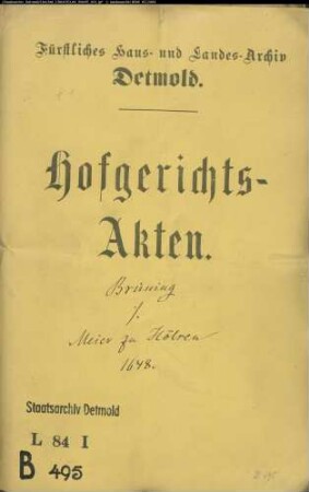Brüning, Christoph zu Lemgo gegen Meier zu Hölsen - Schuldforderung