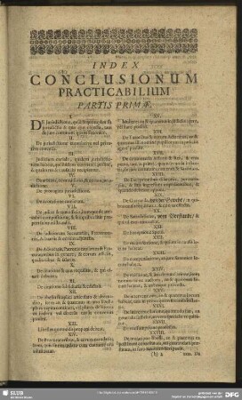 Index Conclusionum Practicabilium Partis Primae