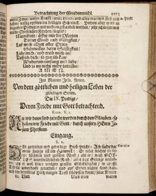 Die IX. Predigt/ Deren Friede mit Gott betrachtend.