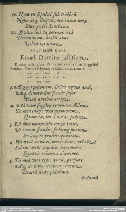 Psalmus XVII. Exaudi Domine justitiam