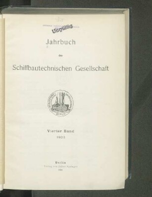 4.1903: Jahrbuch der Schiffbautechnischen Gesellschaft