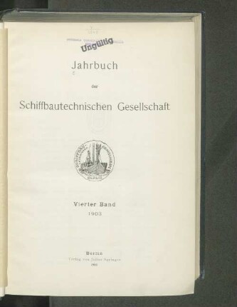 4.1903: Jahrbuch der Schiffbautechnischen Gesellschaft