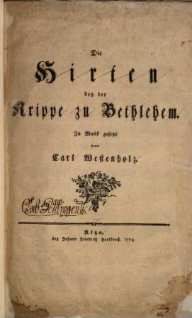 Die Hirten bey der Krippe zu Bethlehem
