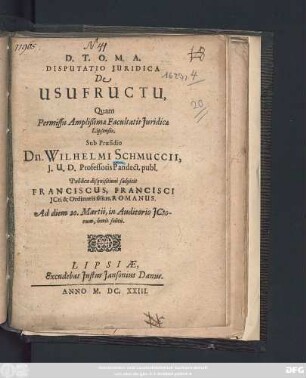 Disputatio Iuridica De Usufructu