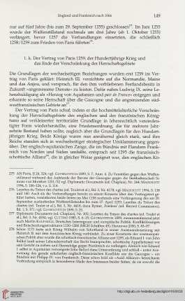 1.k. Der Vertrag von Paris 1259, der Hundertjährige Krieg und das Ende der Verschränkung der Herrschaftsgebiete