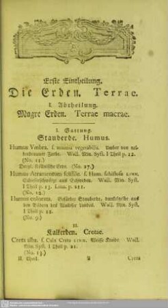 I. Abtheilung. Magre Erden