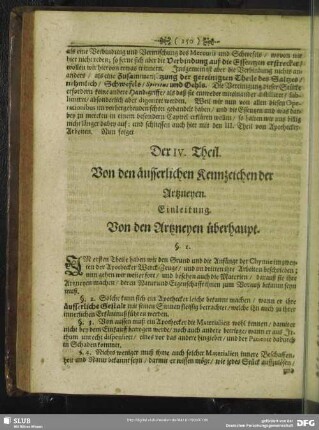 Der IV. Theil. Von den äusserlichen Kennzeichen der Artzneyen