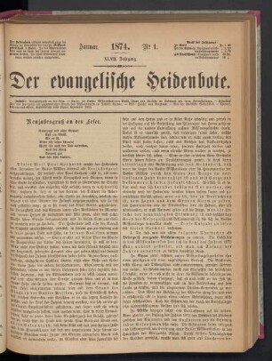 N° 1. Januar. 1874