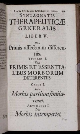 Titulus I. De Primis Et Essentialibus Morborum Differentiis