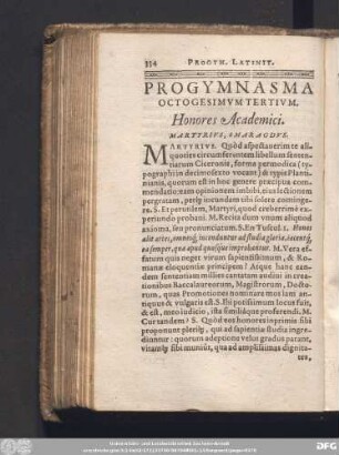 Progymnasma Octogesimum Tertium. Honores Academici. Martyrius, Smaragdus.