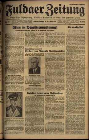 Ausgabe vom Samstag, den 18. März 1939.