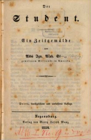 Der Student : ein Zeitgemälde