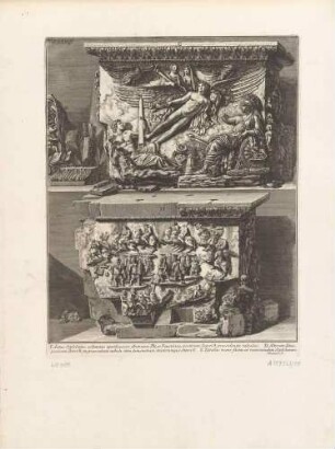 Latus Stylobatae columnae apotheoseos Antonini Pii, et Faustinae (Basis der Antoninus-Pius-Säule), aus der Folge "Il Campo Marzio dell’Antica Roma", Tafel XXXIII.