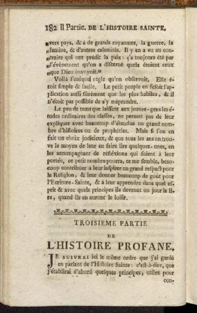 Troisieme Partie. De L'Histoire Profane.