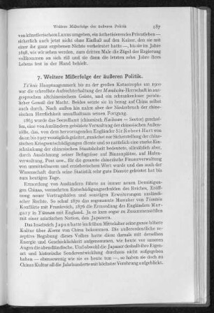 Weitere Mißerfolge der äußeren Politik