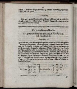 Das zwey und zwentzigst Capitel. Ein Irregular Fünff-eck einwärts zu fortificieren, nach der anderen art.