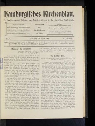 Nr. 4. Hamburg, 24. April 1904. 1. Jahrgang.