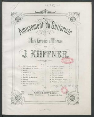 Nr. 1: Choix d'airs de l'opéra The gipsy's warning de J. Benedict : airs favoris d'opéras