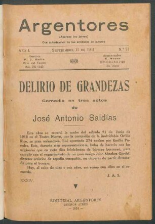 1934002100: Delirio de grandezas : comedia en tres actos