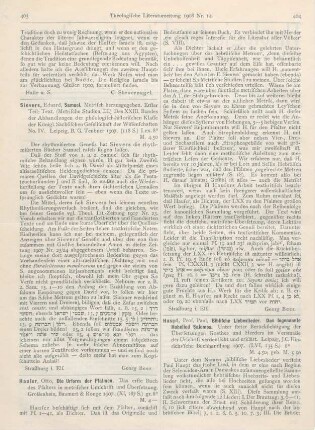403-404 [Rezension] Hauser, Otto, Die Urform der Psalmen. Das erste Buch des Psalters in metrischer Umschrift und Übersetzung