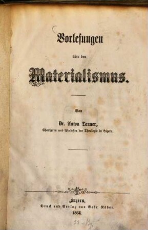 Vorlesungen über den Materialismus