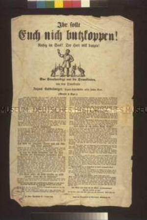 Satirisches Flugblatt: Ihr sollt Euch nich butzkoppen (Aujust Buddelmeyer)