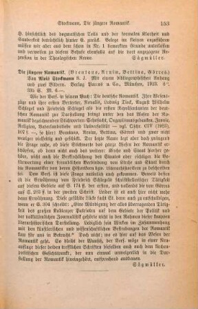 153 [Rezension] Stockmann, Alois, Die juengere Romantik