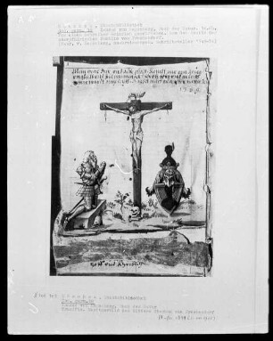 Konrad von Megenberg, Buch der Natur — Kruzifix; Besitzerbild des Ritters Stephan von Preckendorf