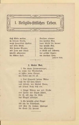 I. Religiös-sittliches Leben