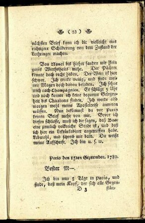 Paris den 15ten September, 1780.